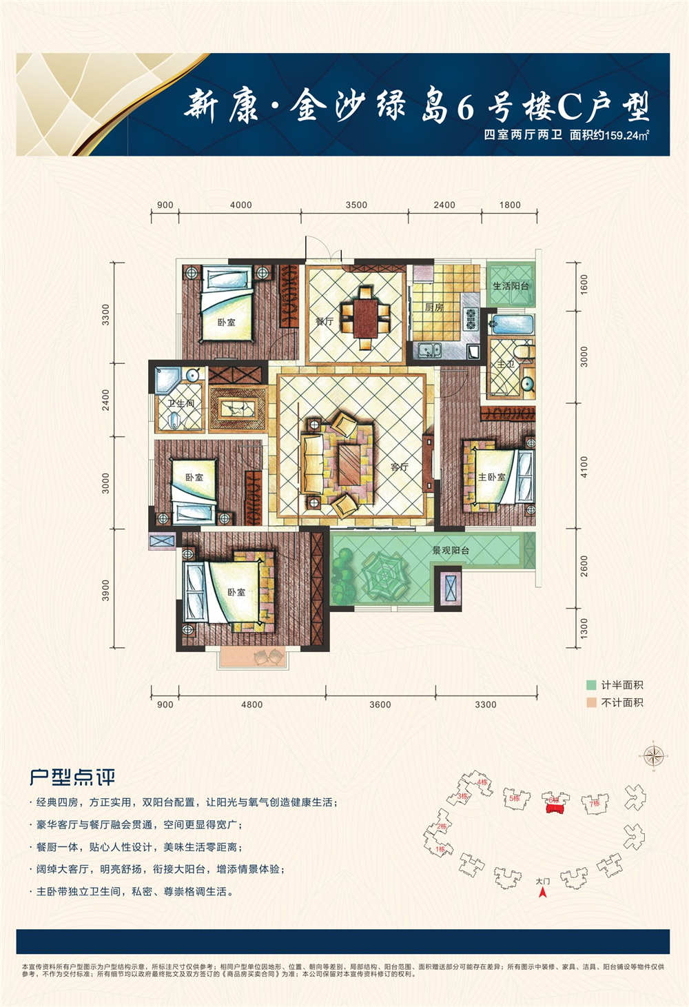 6-c户型,新康·金沙绿岛(二期)